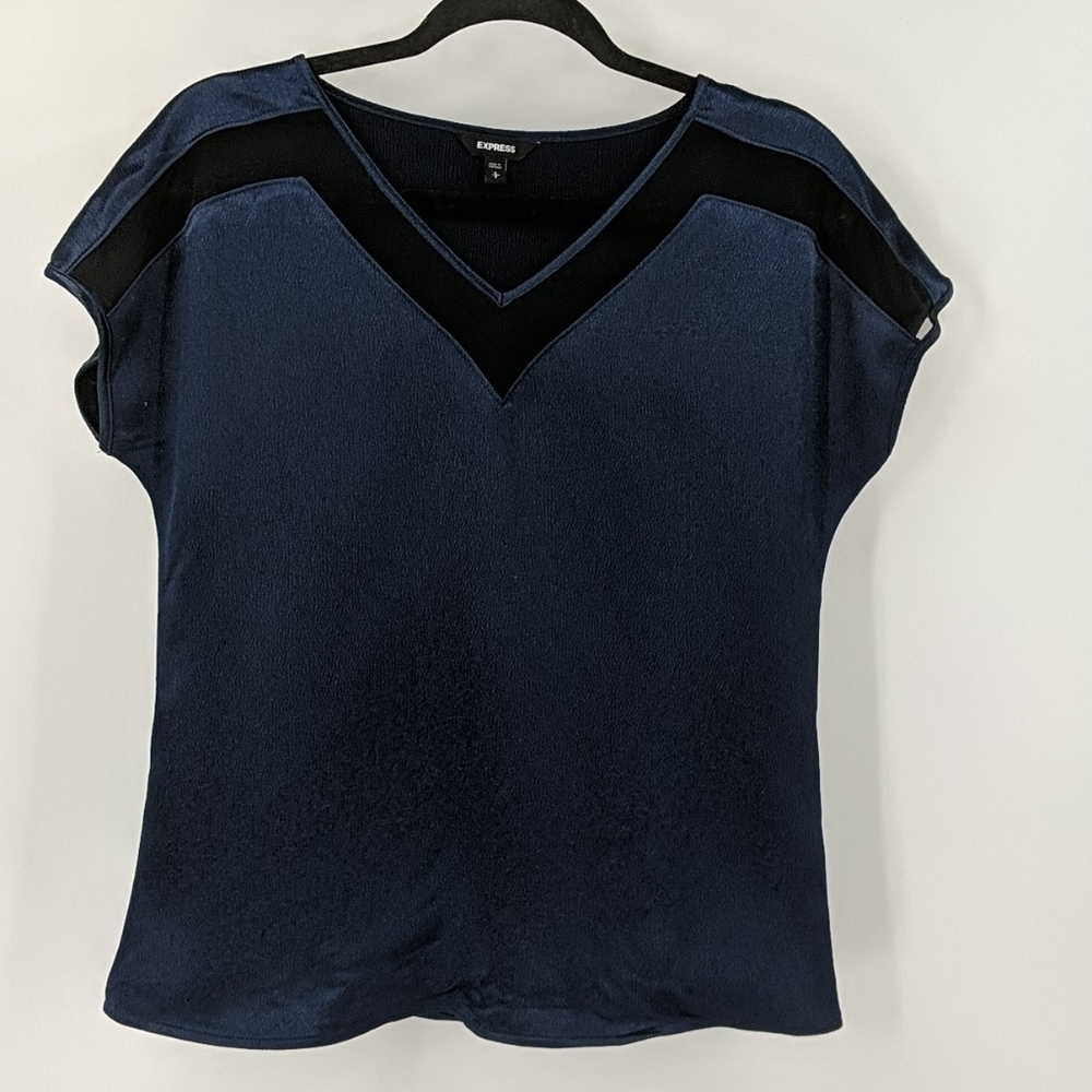 EXPRESS Mesh Sheer Detail Top Blouse
